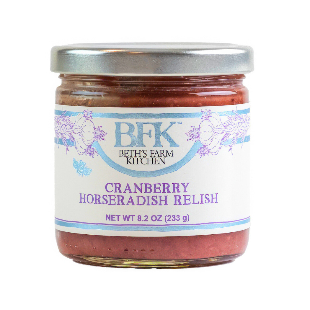 Jar of cranberry horseradish relish by Beth's Farm Kitchen
