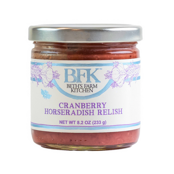 Jar of cranberry horseradish relish by Beth's Farm Kitchen