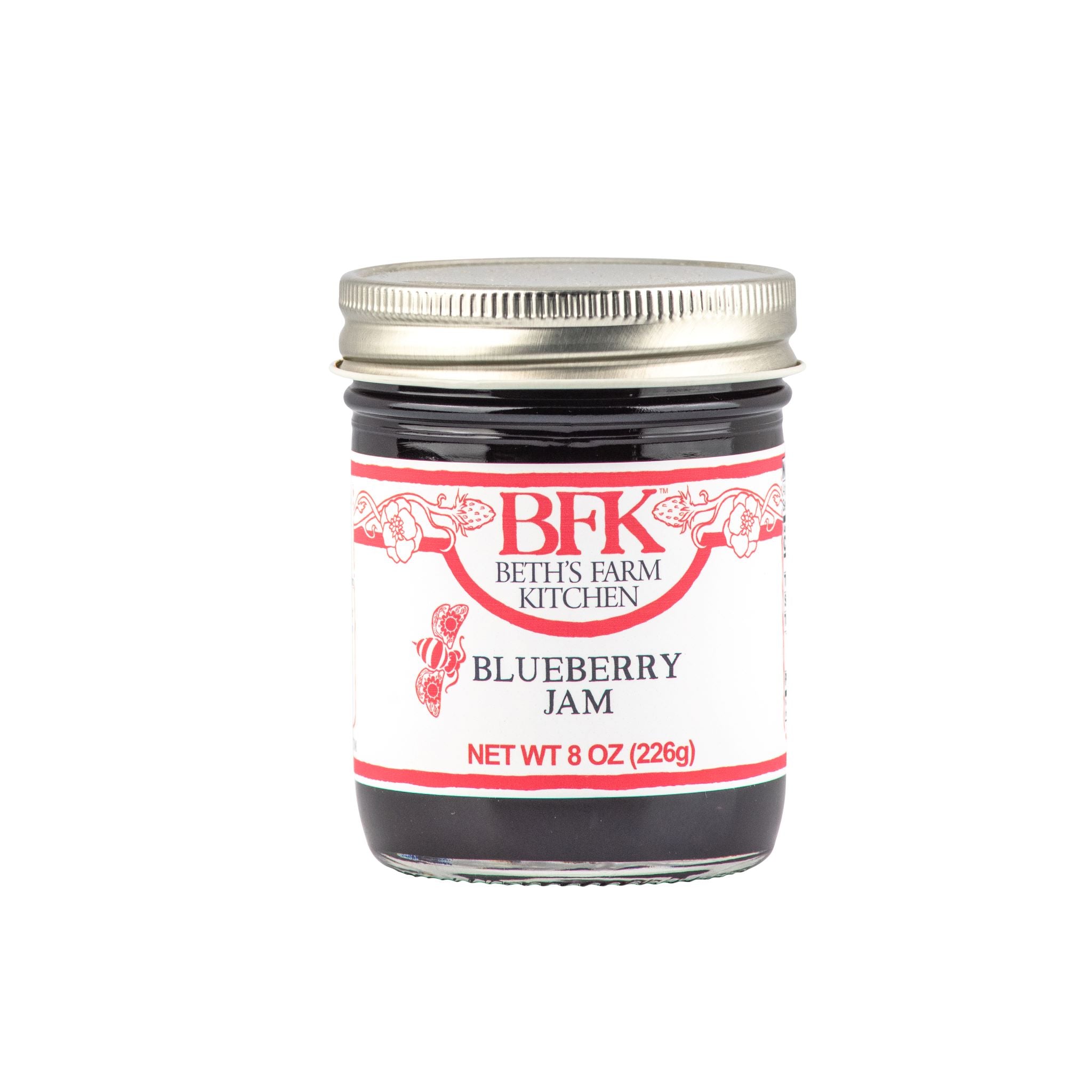 jar of blueberry jam by Beth's Farm Kitchen