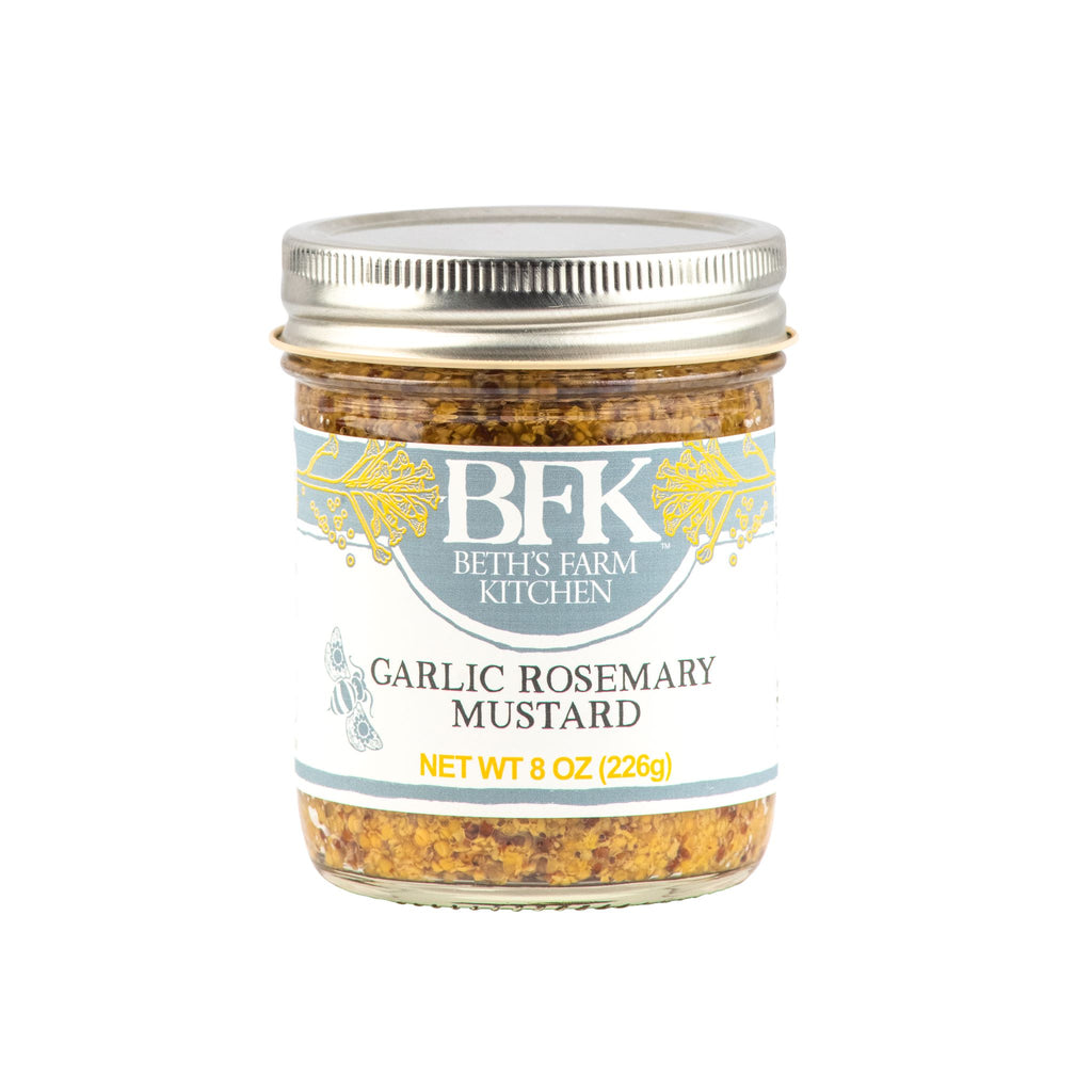 jar of garlic rosemary mustard by Beth's Farm Kitchen