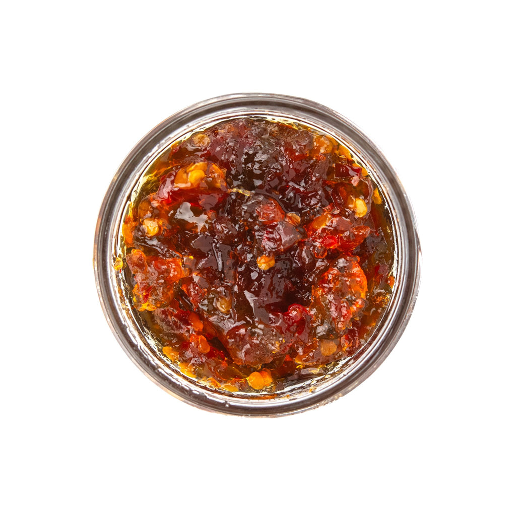 inside jar of hot habanero jelly by Beth's Farm Kitchen