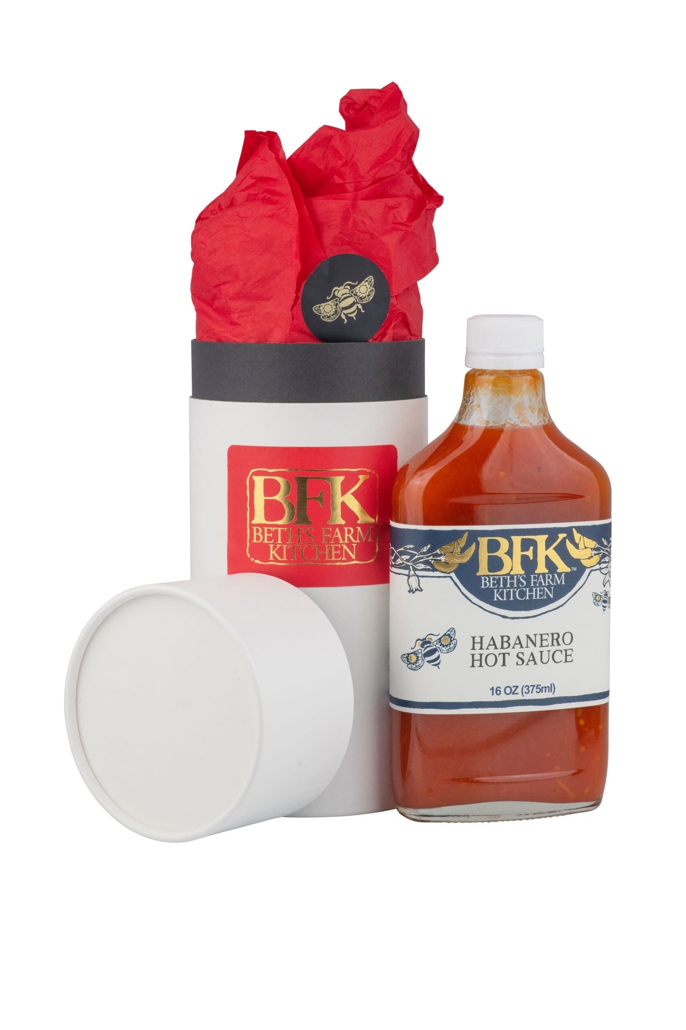 Flask of habanero hot sauce by Beth's Farm Kitchen