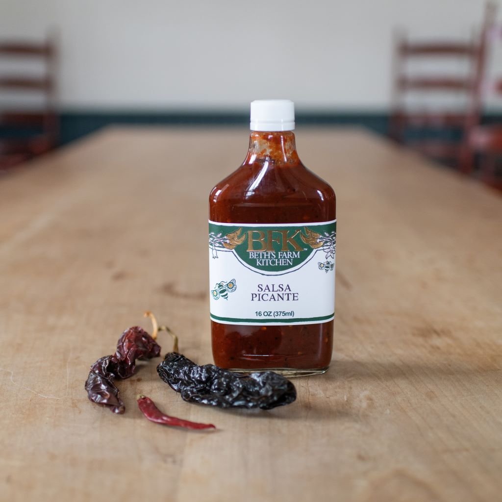flask of salsa picante by Beth's Fam Kitchen
