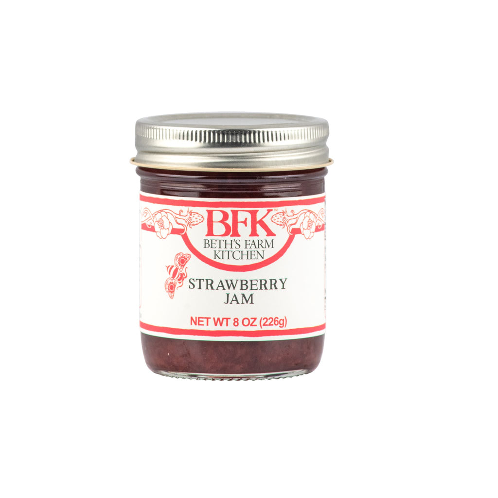 jar of strawberry jam by Beth's Farm Kitchen