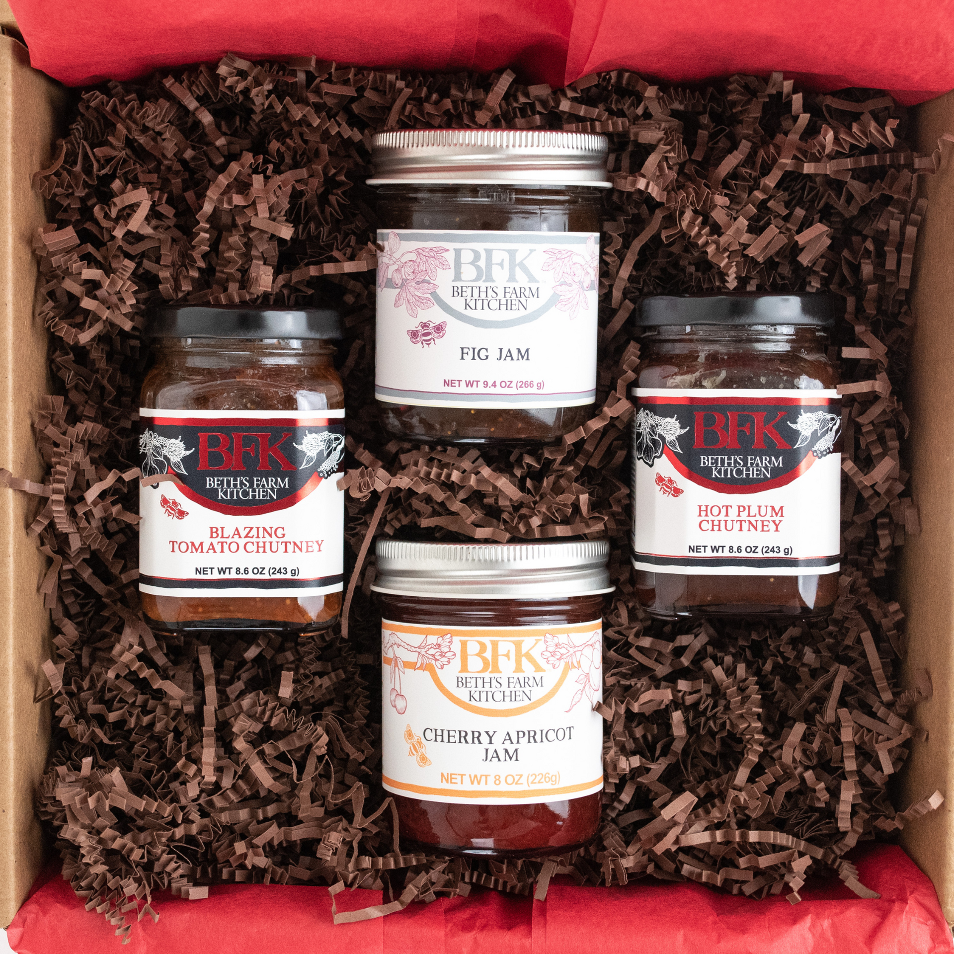 Cheese Pairings Collection - 4 Full Size Jars Gift Set Box