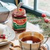 Life style photo of Tea For St. Nick - red currants with mulled Sumac tea jam with cheese and cookies by Beth's Farm Kitchen