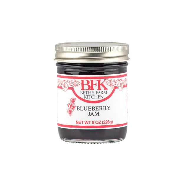 jar of blueberry jam by Beth's Farm Kitchen