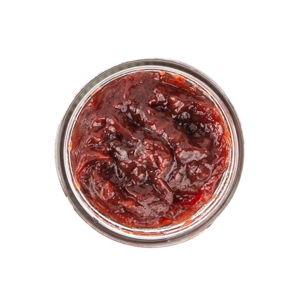 inside jar of cherry apricot jam by Beth's Farm Kitchen