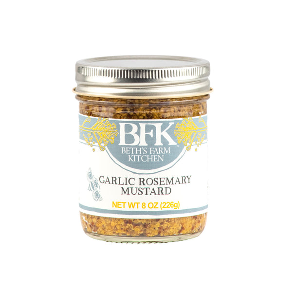 jar of garlic rosemary mustard by Beth's Farm Kitchen