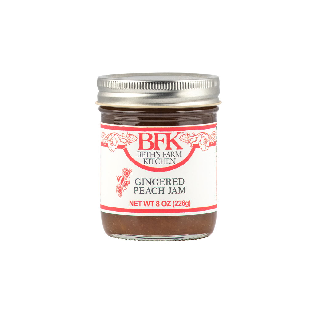 jar of gingered peach jam by Beth's Farm Kitchen
