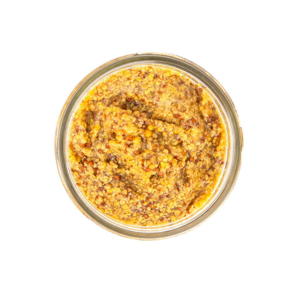inside mini jar of whole grain deli mustard by Beth's Farm Kitchen