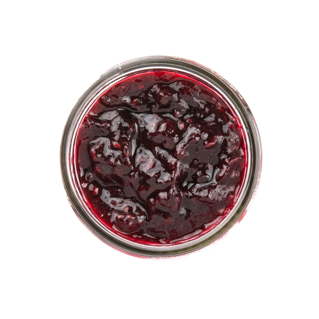 inside mini jar of wild berry jam by Beth's Farm Kitchen