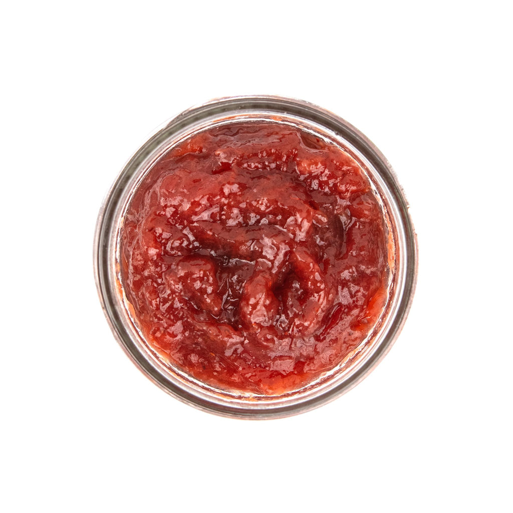 inside jar of strawberry jam by Beth's Farm Kitchen