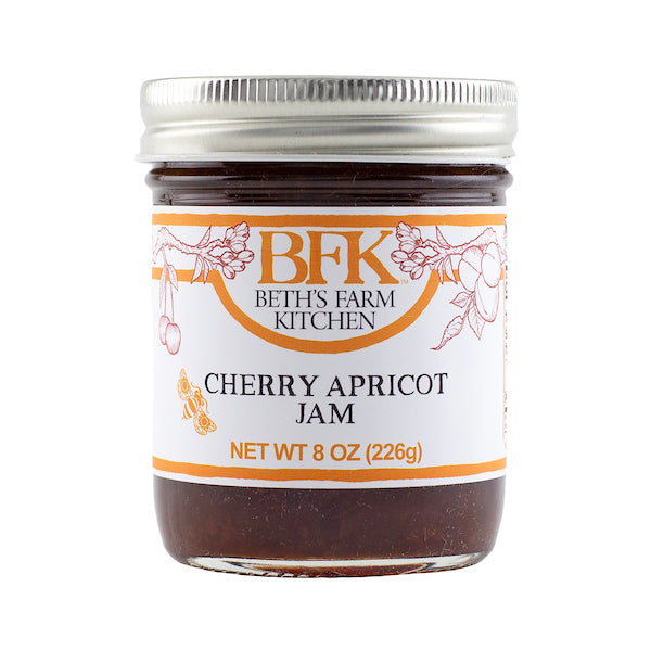 jar of Cherry Apricot jam by Beth's Farm Kitchen