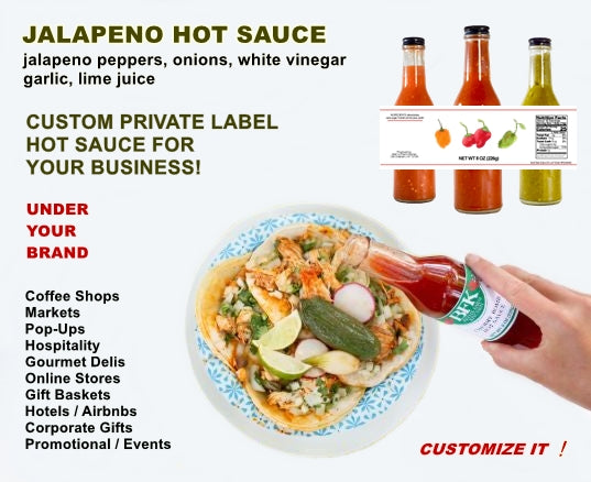 Private label bottle of jalapeno hot sauce by Beth's Farm Kitchen